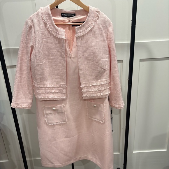 Karl Lagerfeld Dresses & Skirts - Karl Lagerfeld Classic Pink Dress and Jacket Tweed Ensemble